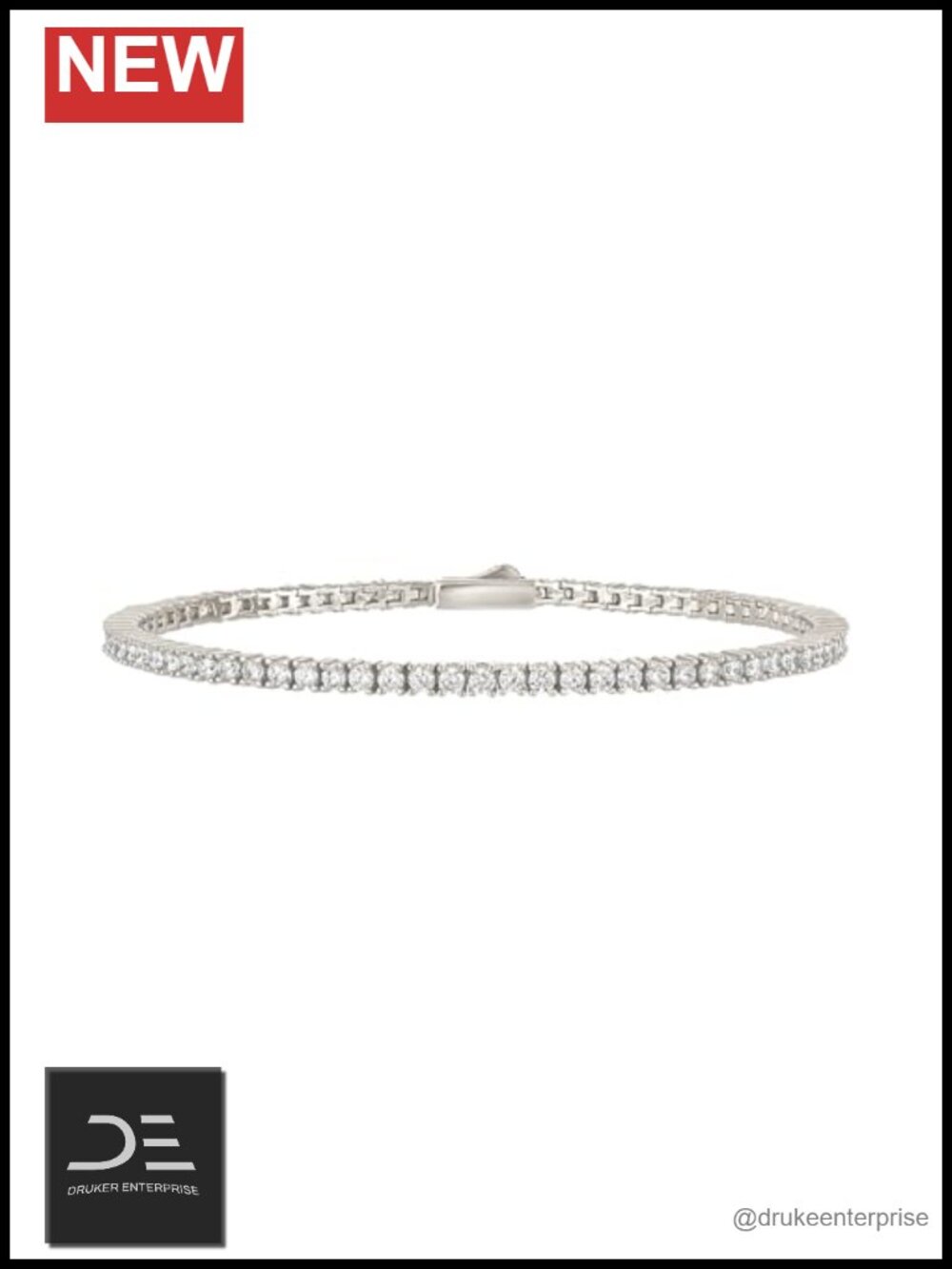 925 Sterling Silver Tennis Bracelet 3mm CZ Diamond Simulant Riviera Chain Clasp